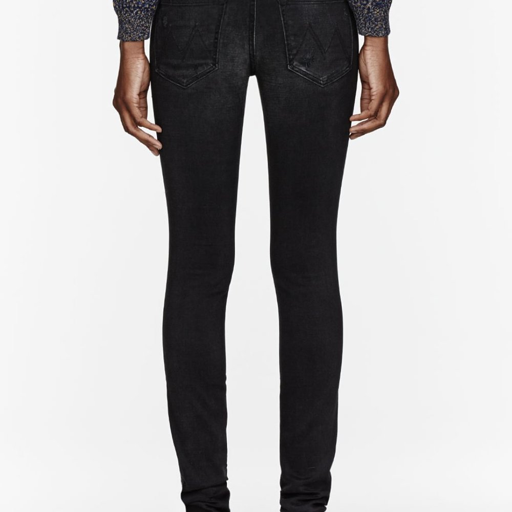Mother The Looker Skinny Jeans Dark Gray Fade Black Ankle Crop Mid Rise 29 Women